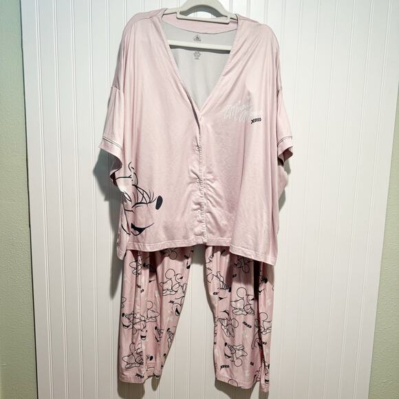 Disney Parks Pink Minnie Mouse Pajama Set Plus Size 3X - Picture 1 of 9